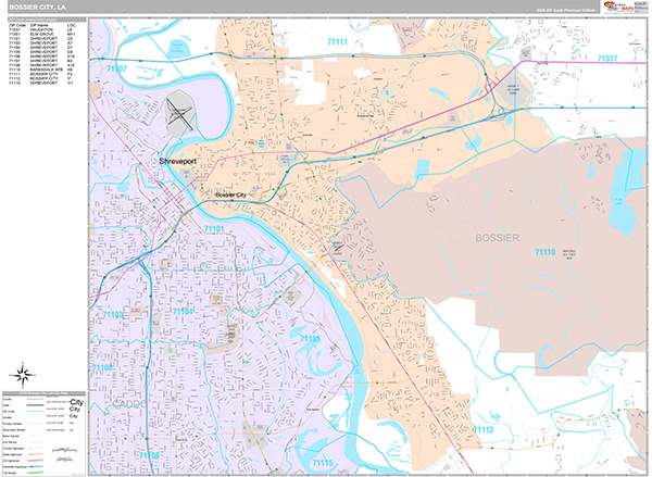 Bossier City, LA Wall Map